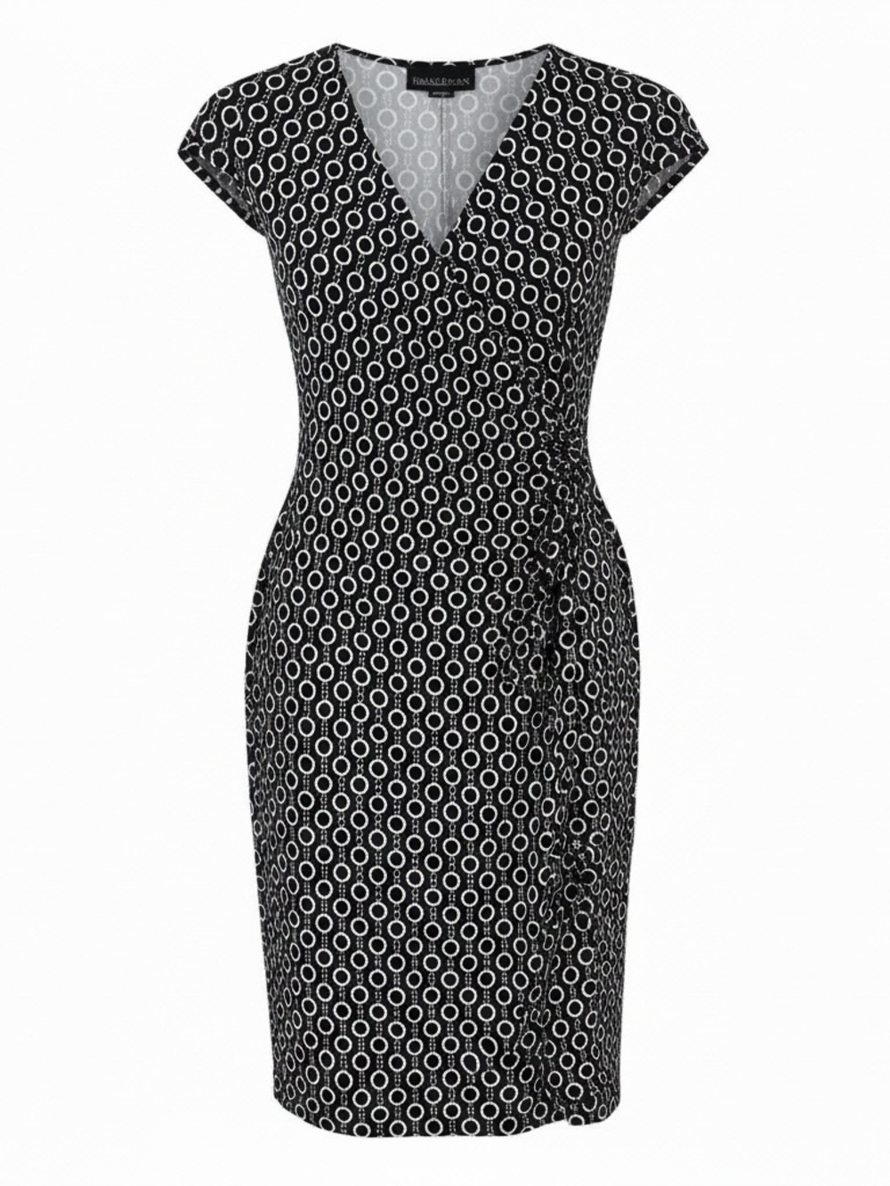 Frank Lyman Ruched Waist Chain Print Midi Dress Made in Canada Size 2 Made in 🇨🇦